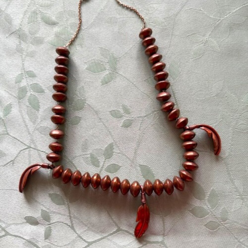 vintage copper bead necklace